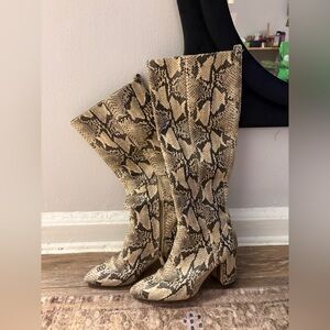 Sam Edelman Snake Print Heeled Boots